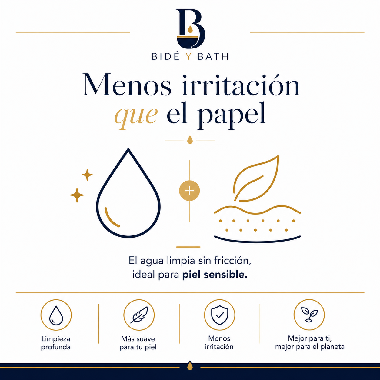 Menos irritación que el papel — el agua limpia sin fricción
